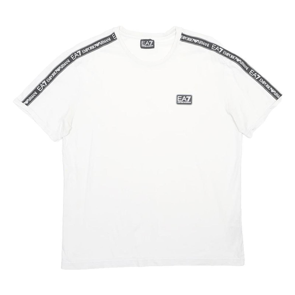 EA7 EMPORIO ARMANI Mens White Black Logo Tape Crew Neck Short Sleeve M Casual