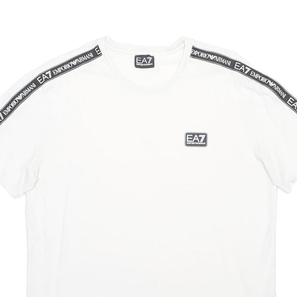 EA7 EMPORIO ARMANI Mens White Black Logo Tape Crew Neck Short Sleeve M Casual