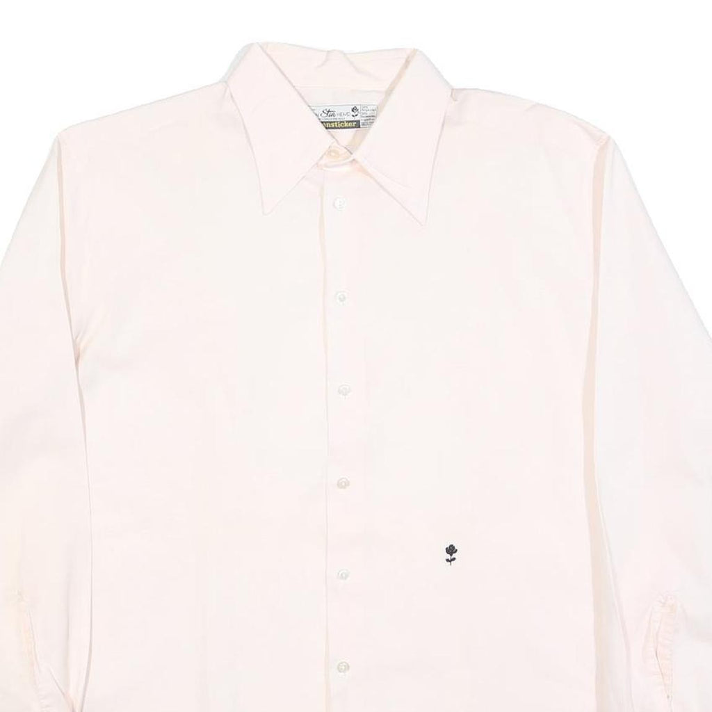 STAN Mens Cream Shirt L Cotton Blend Classic Button Collar Elegant Fit