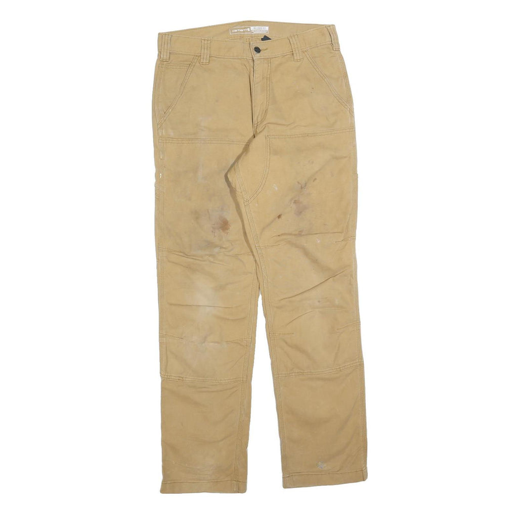 CARHARTT Mens Relaxed Beige Cotton Blend Zip Trousers W31 L32 Workwear Casual