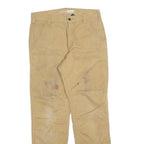 CARHARTT Mens Relaxed Beige Cotton Blend Zip Trousers W31 L32 Workwear Casual