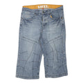 SAVVY Mens Cotton Blend Blue Denim Casual Shorts M W31 Stylish Stitch Detail