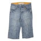SAVVY Mens Cotton Blend Blue Denim Casual Shorts M W31 Stylish Stitch Detail