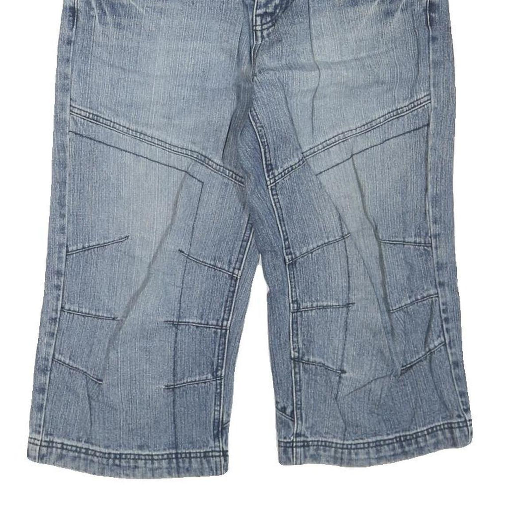 SAVVY Mens Cotton Blend Blue Denim Casual Shorts M W31 Stylish Stitch Detail