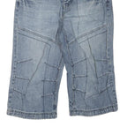 SAVVY Mens Cotton Blend Blue Denim Casual Shorts M W31 Stylish Stitch Detail