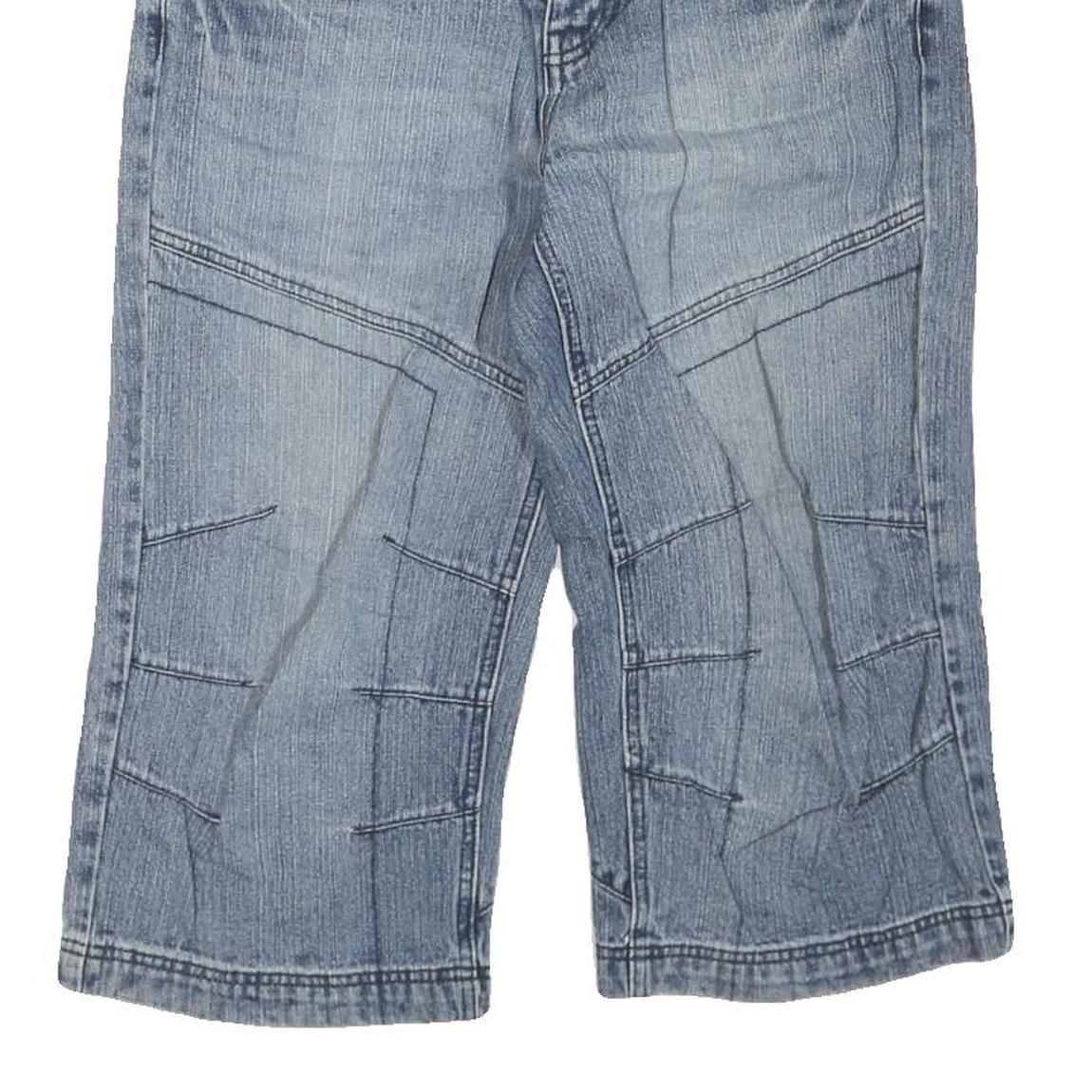 SAVVY Mens Cotton Blend Blue Denim Casual Shorts M W31 Stylish Stitch Detail