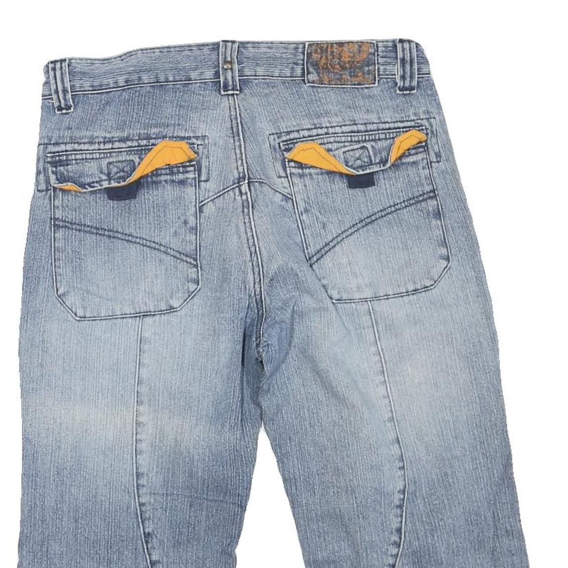 SAVVY Mens Cotton Blend Blue Denim Casual Shorts M W31 Stylish Stitch Detail