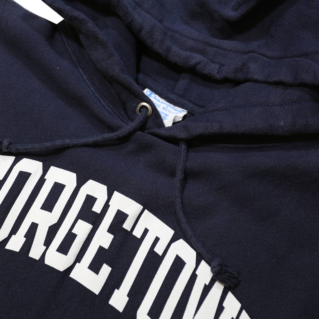 CHAMPION REVERSE WEAVE Mens Navy Georgetown Pullover Hoodie M Cotton