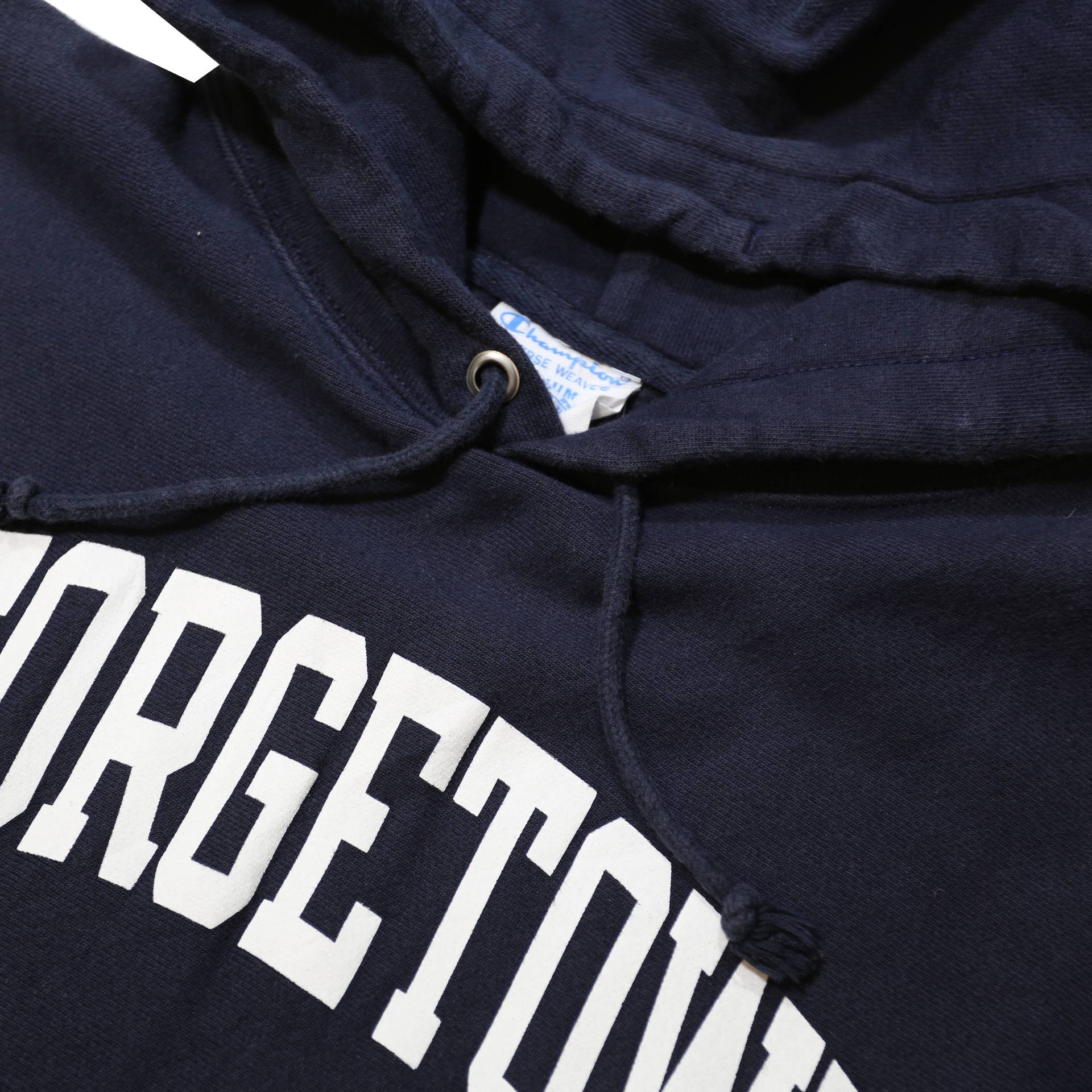 CHAMPION REVERSE WEAVE Mens Navy Georgetown Pullover Hoodie M Cotton