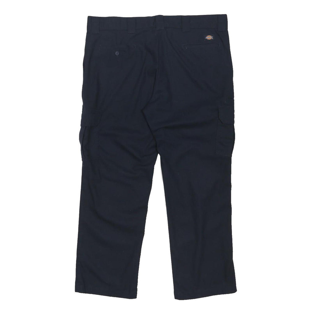 DICKIES Mens Cotton Blend Navy Regular Straight Trousers W42 L30 Workwear