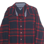TOMMY HILFIGER Womens Navy & Red Check Shirt L Cotton Long Sleeve Button Up