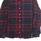 TOMMY HILFIGER Womens Navy & Red Check Shirt L Cotton Long Sleeve Button Up