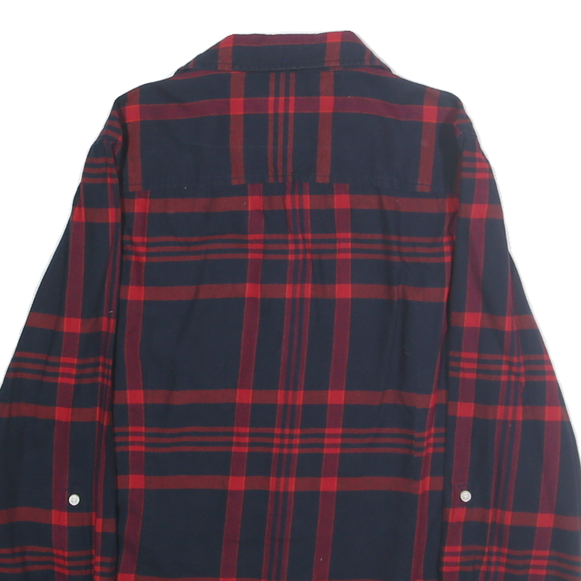TOMMY HILFIGER Womens Navy & Red Check Shirt L Cotton Long Sleeve Button Up