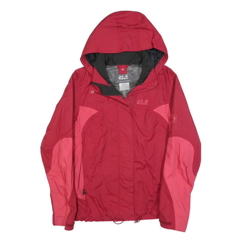 JACK WOLFSKIN Womens Red & Pink Outdoor Jacket UK 10 Polyester Blend Zip Hooded