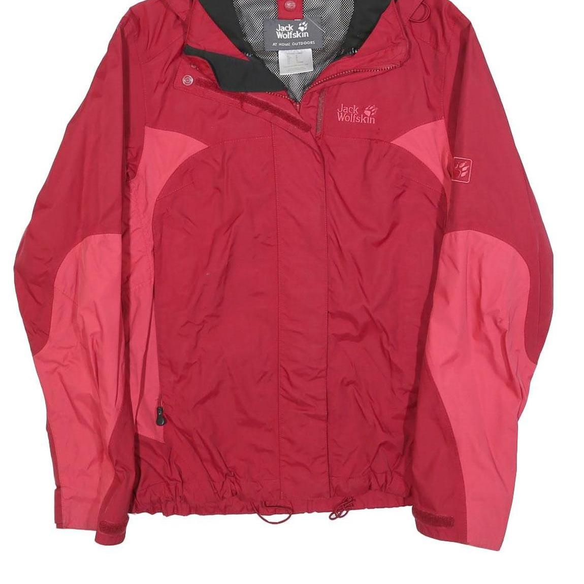 JACK WOLFSKIN Womens Red & Pink Outdoor Jacket UK 10 Polyester Blend Zip Hooded