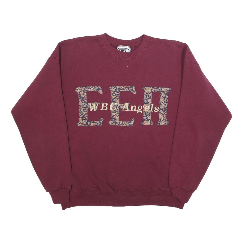 LEE Womens Maroon Paisley WBC Angels Crew Neck L Sweatshirt Pullover Cotton