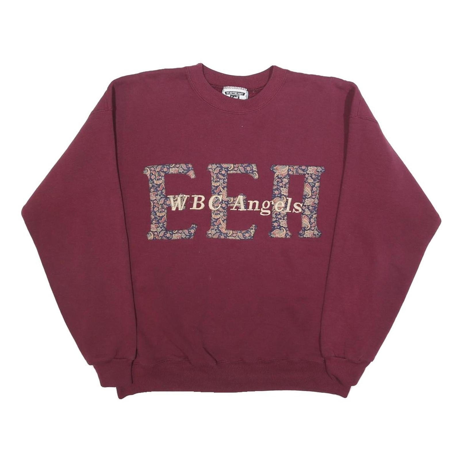 LEE Womens Maroon Paisley WBC Angels Crew Neck L Sweatshirt Pullover Cotton