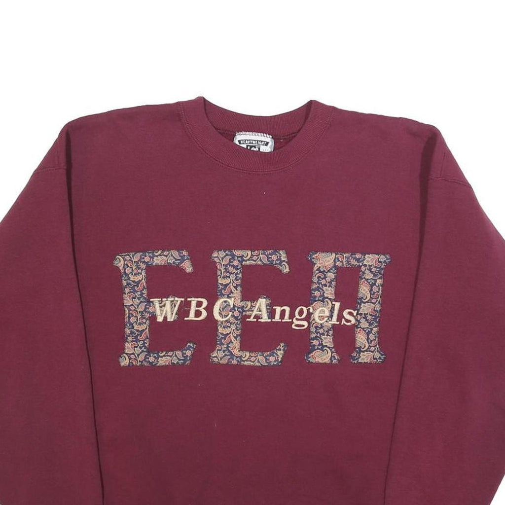 LEE Womens Maroon Paisley WBC Angels Crew Neck L Sweatshirt Pullover Cotton