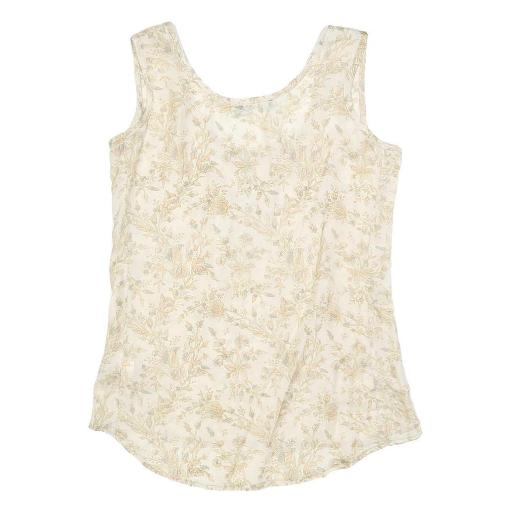 SISSEL EDELBO Womens Cream Floral Printed Silk Sleeveless Scoop Neck Top S