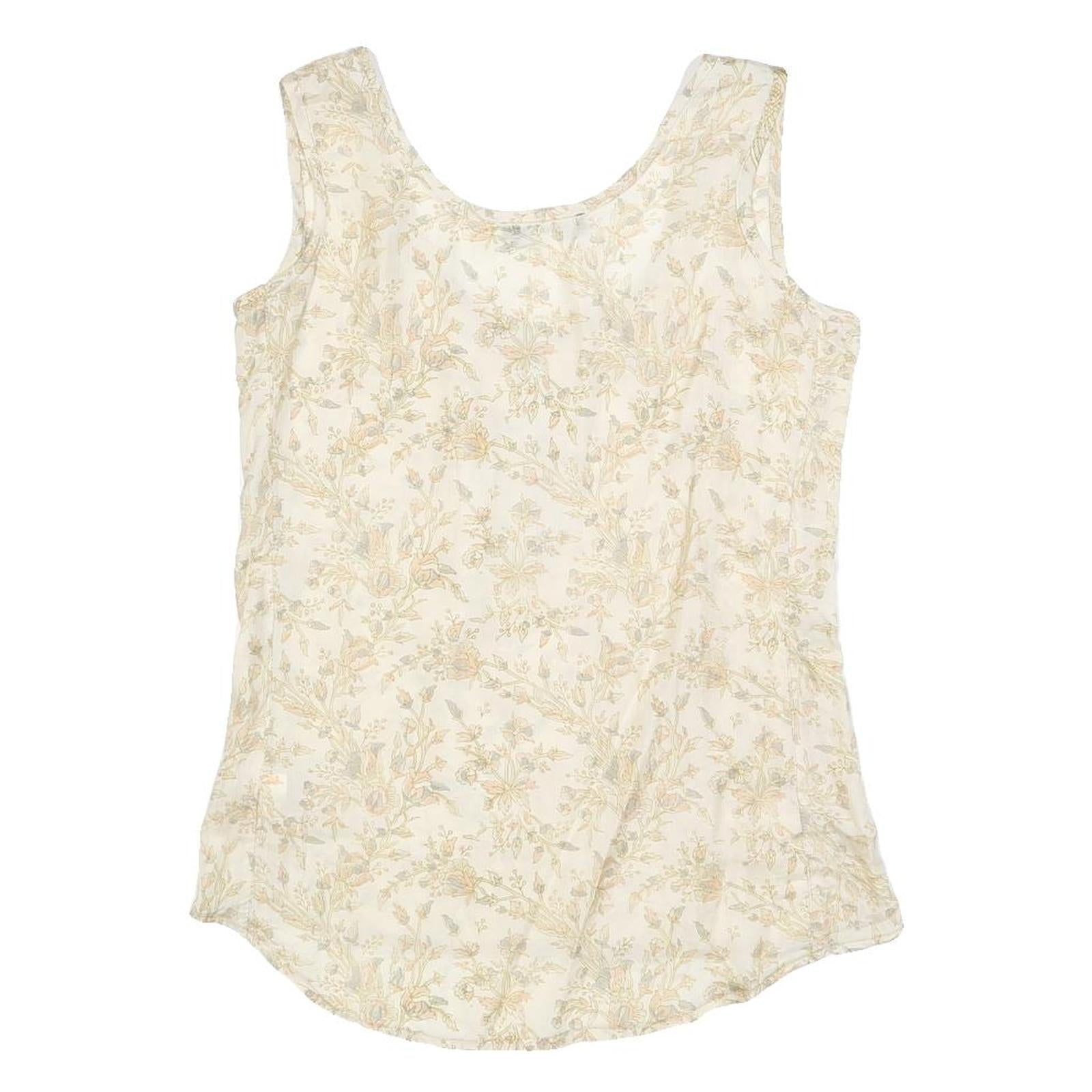 SISSEL EDELBO Womens Cream Floral Printed Silk Sleeveless Scoop Neck Top S