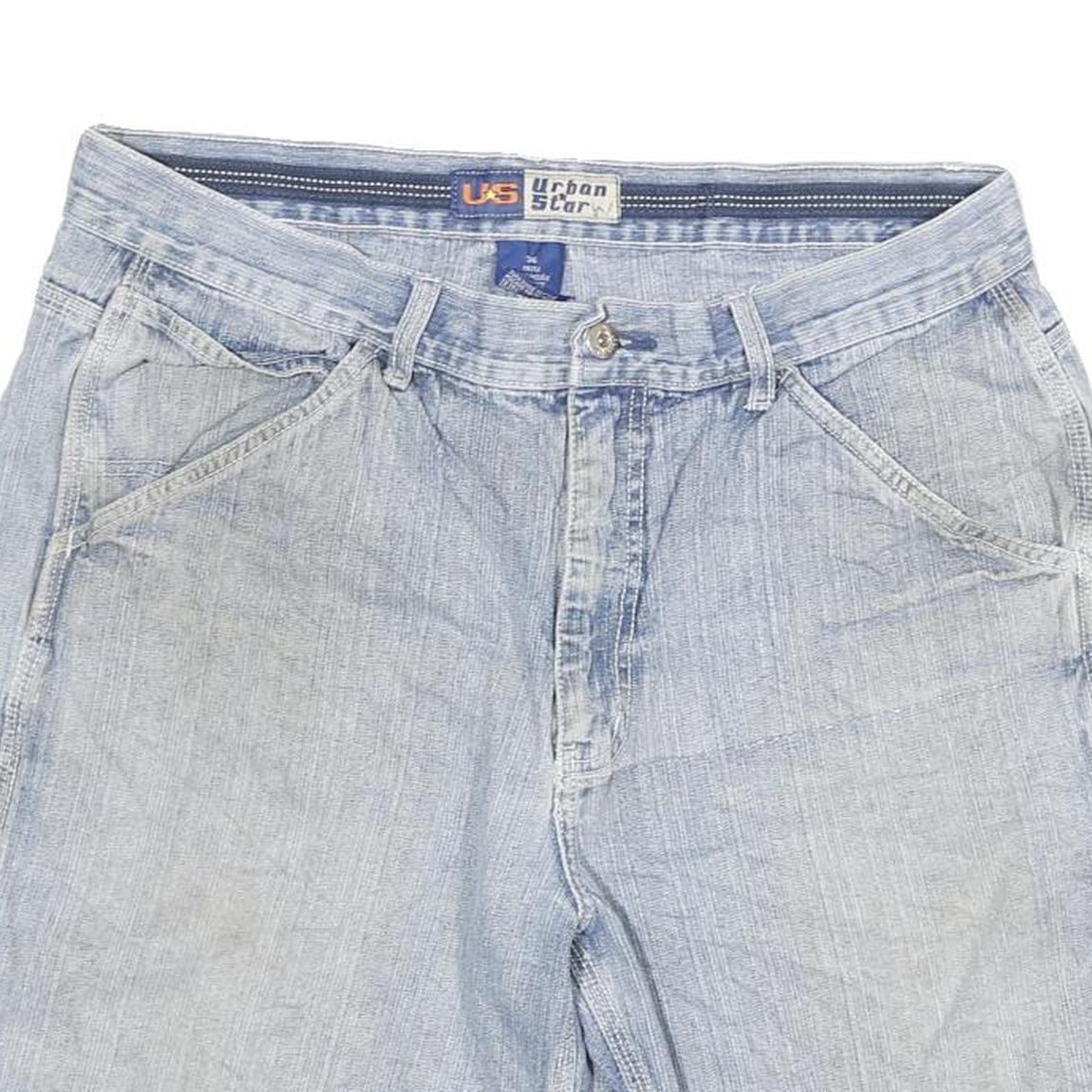 URBAN STAR Mens Light Blue Casual Cotton Blend Shorts 2XL W36 Relaxed Fit