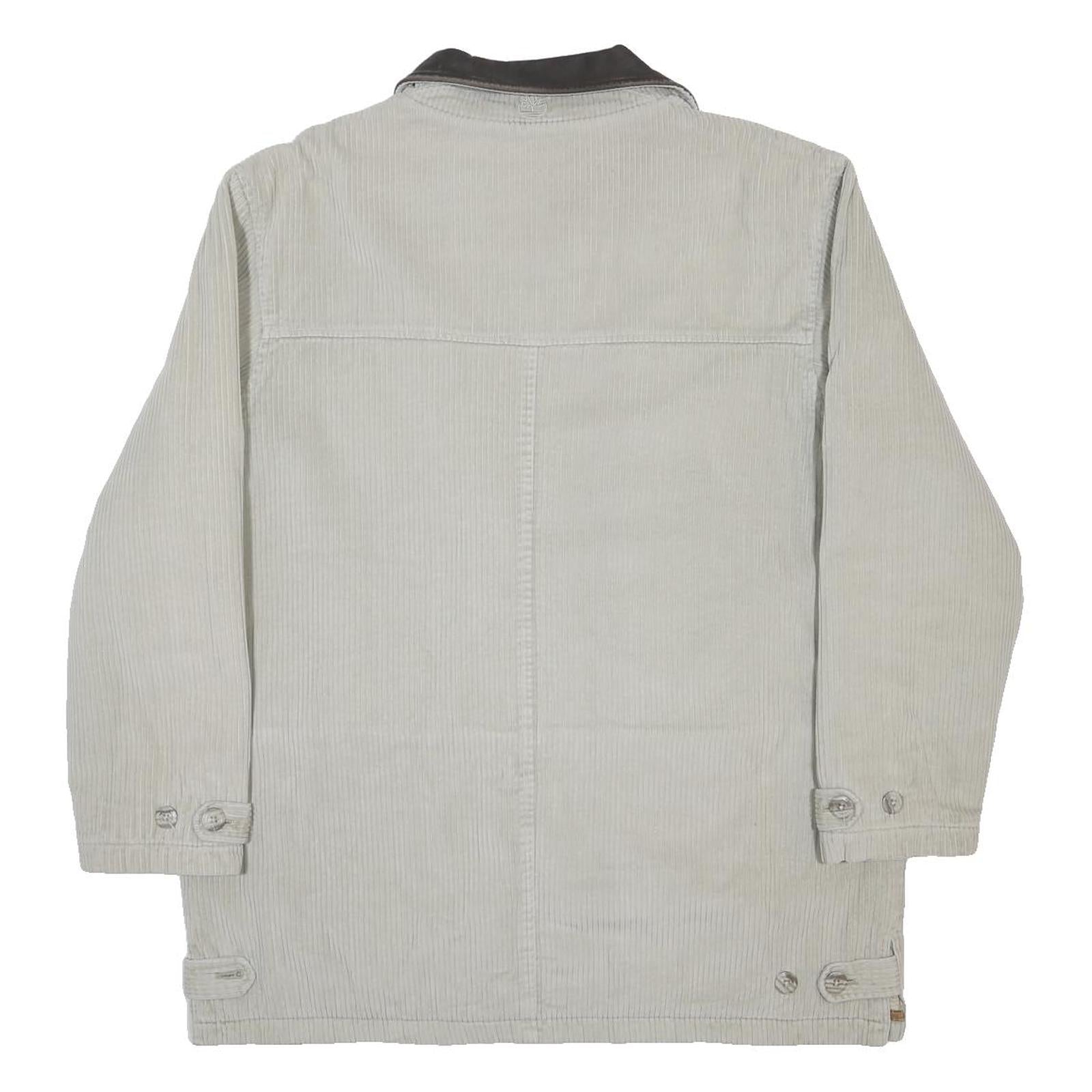 TIMBERLAND Mens Cream & Brown Cotton Corduroy Coach Jacket M Button Closure