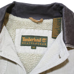 TIMBERLAND Mens Cream & Brown Cotton Corduroy Coach Jacket M Button Closure