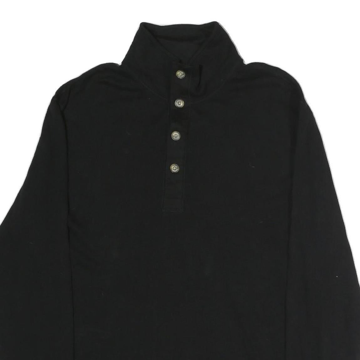 NAUTICA Mens Black Pullover XL Button Neck Cotton Sweatshirt Casual Wear