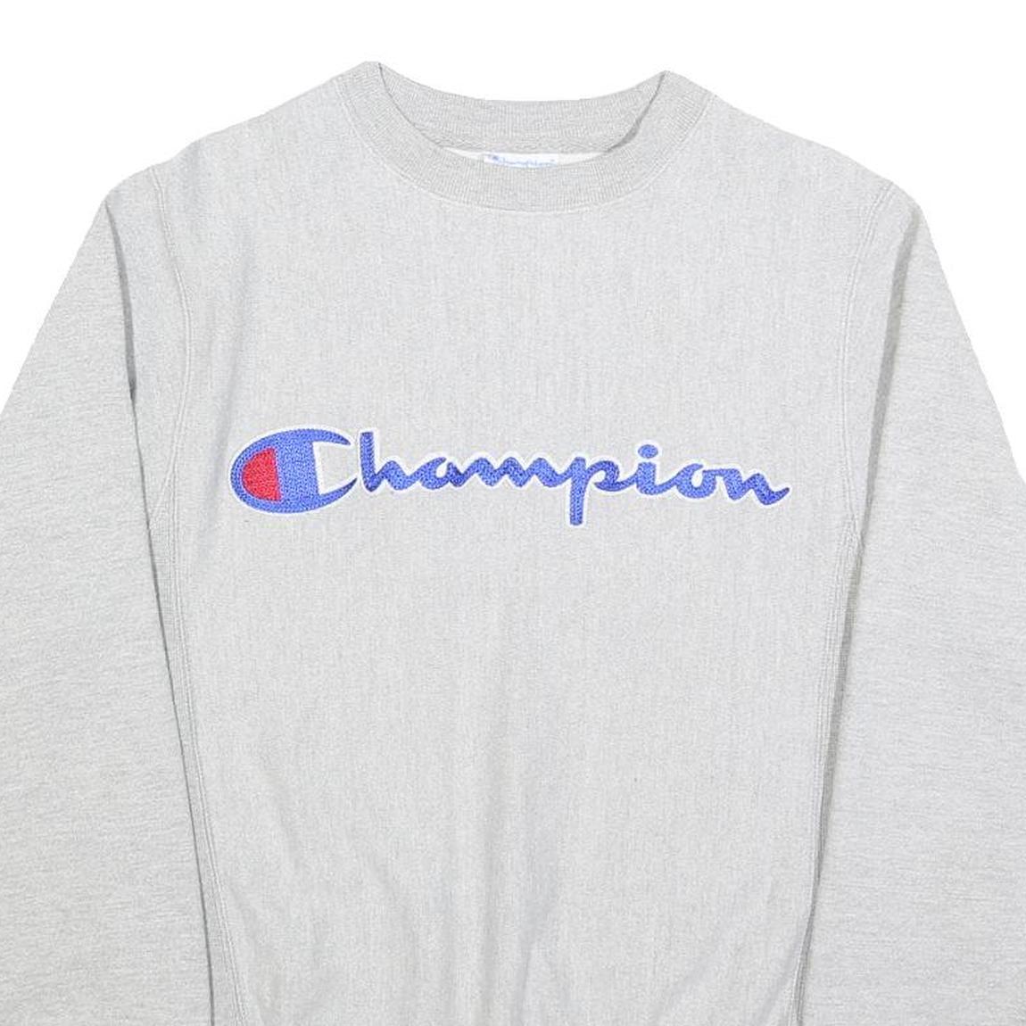 CHAMPION REVERSE WEAVE Mens Grey Crew Neck XS Cotton Blend Sweatshirt Logo