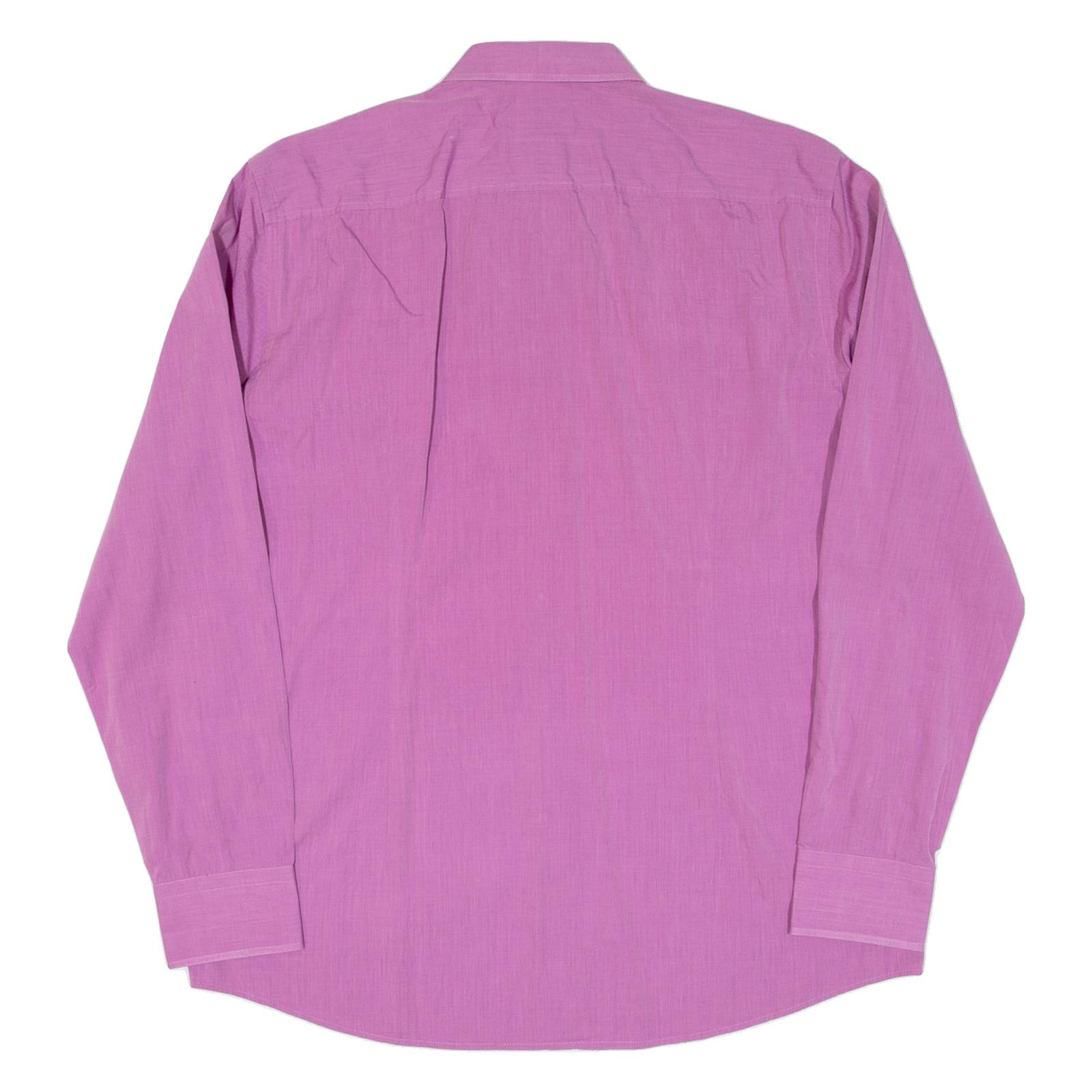 BOSS Slim Fit Mens Plain Shirt Purple Long Sleeve L