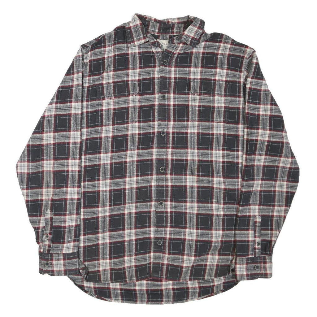 JACHS Mens Black & White Plaid Cotton Blend Shirt L Casual Long Sleeve Button