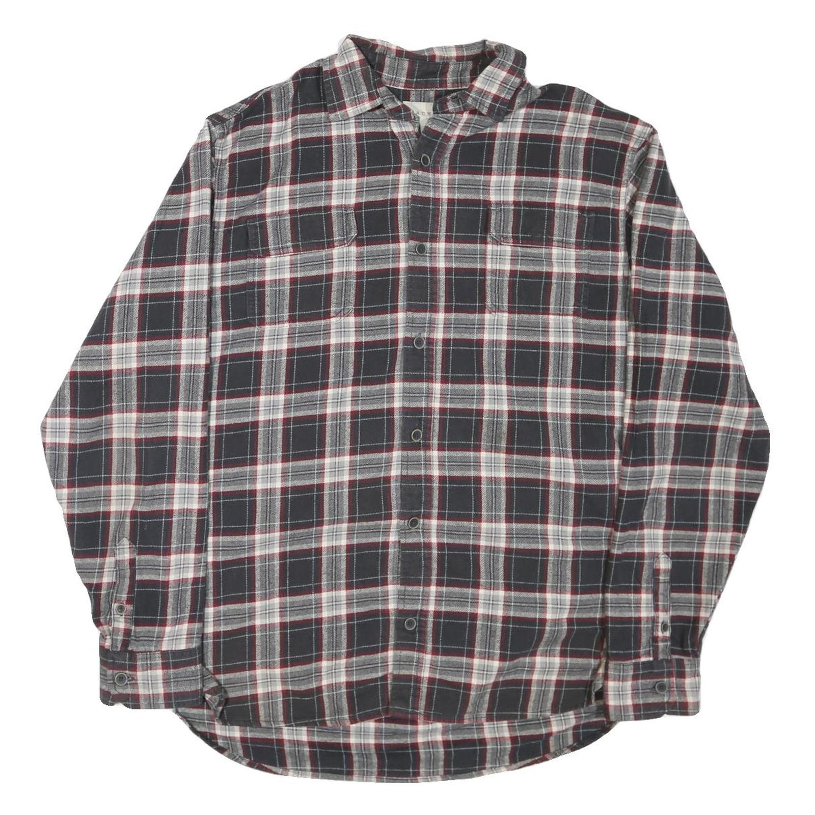 JACHS Mens Black & White Plaid Cotton Blend Shirt L Casual Long Sleeve Button
