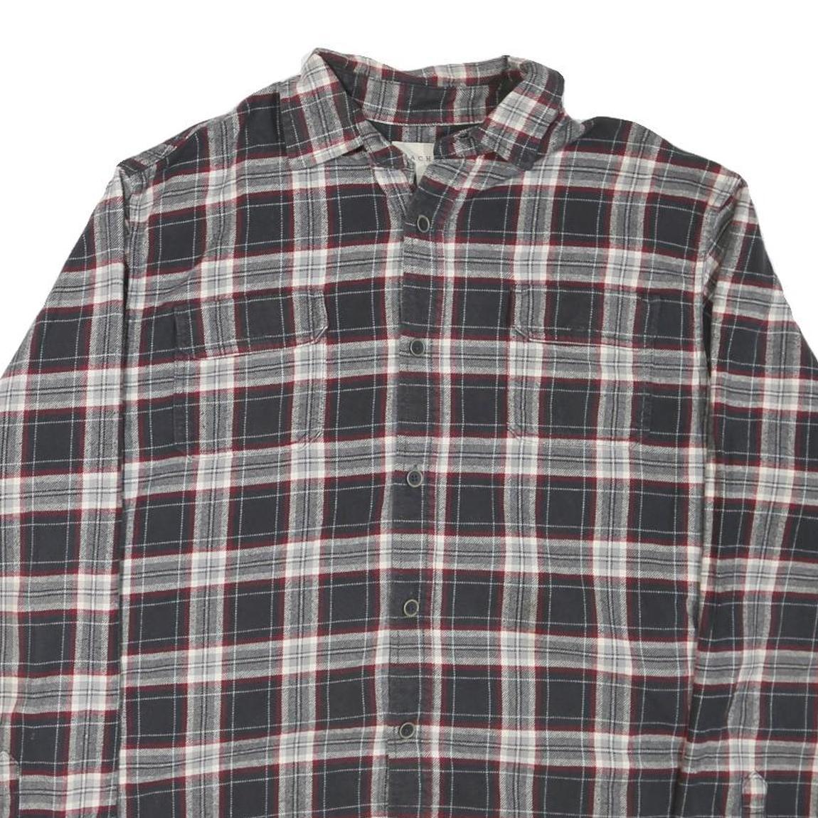 JACHS Mens Black & White Plaid Cotton Blend Shirt L Casual Long Sleeve Button