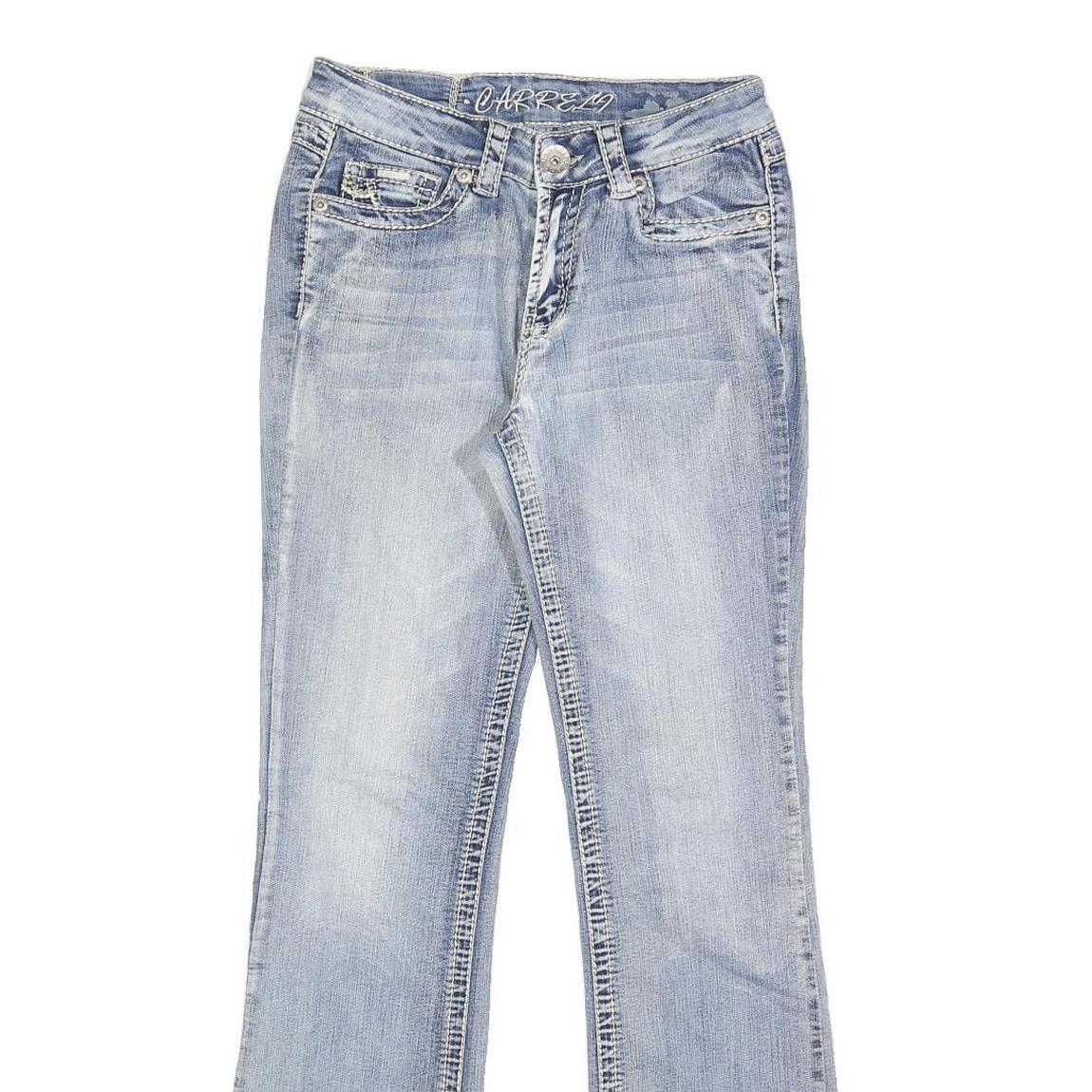 CARELLI Womens Jeans Blue Cotton Blend Regular Straight Light W26 L31 Stylish