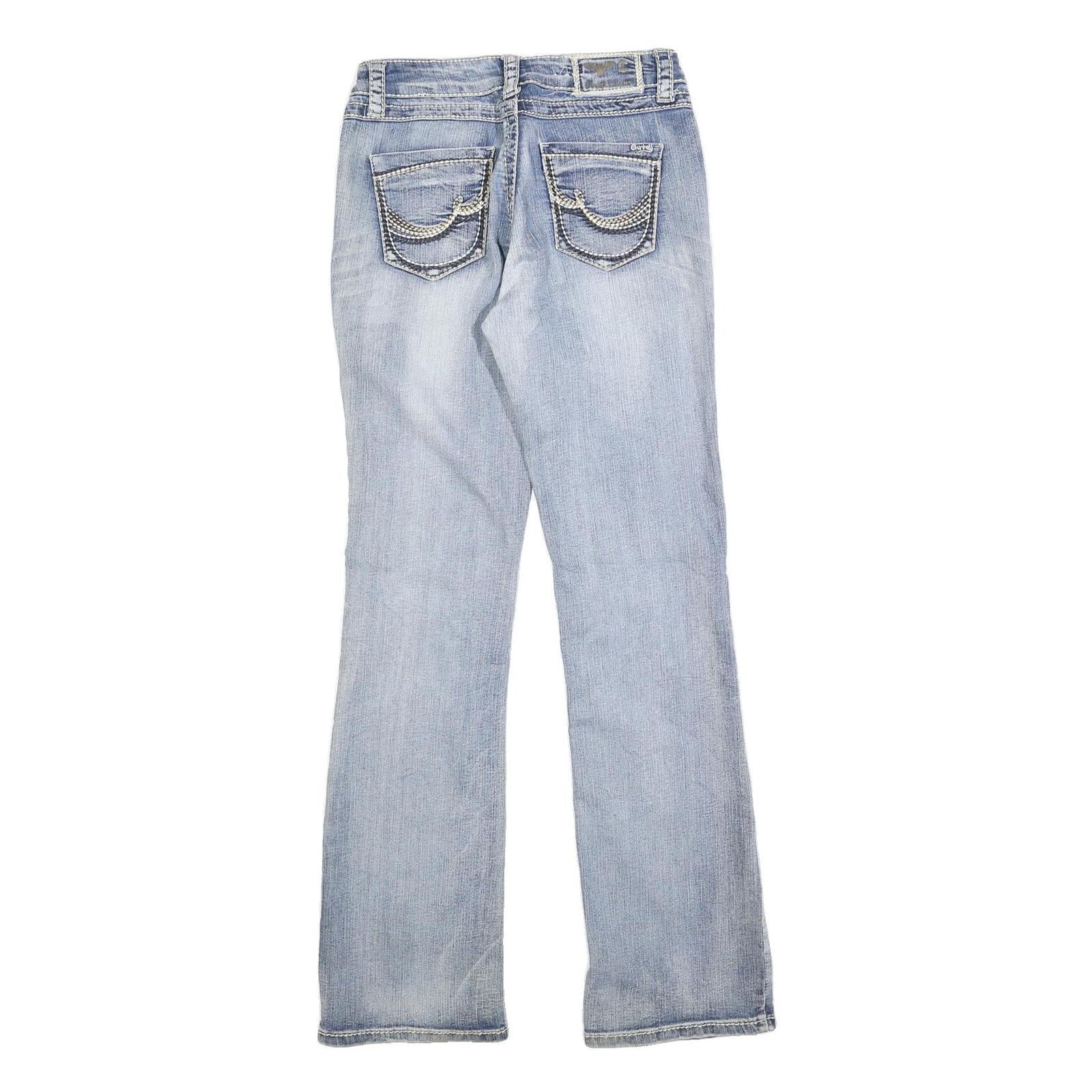 CARELLI Womens Jeans Blue Cotton Blend Regular Straight Light W26 L31 Stylish