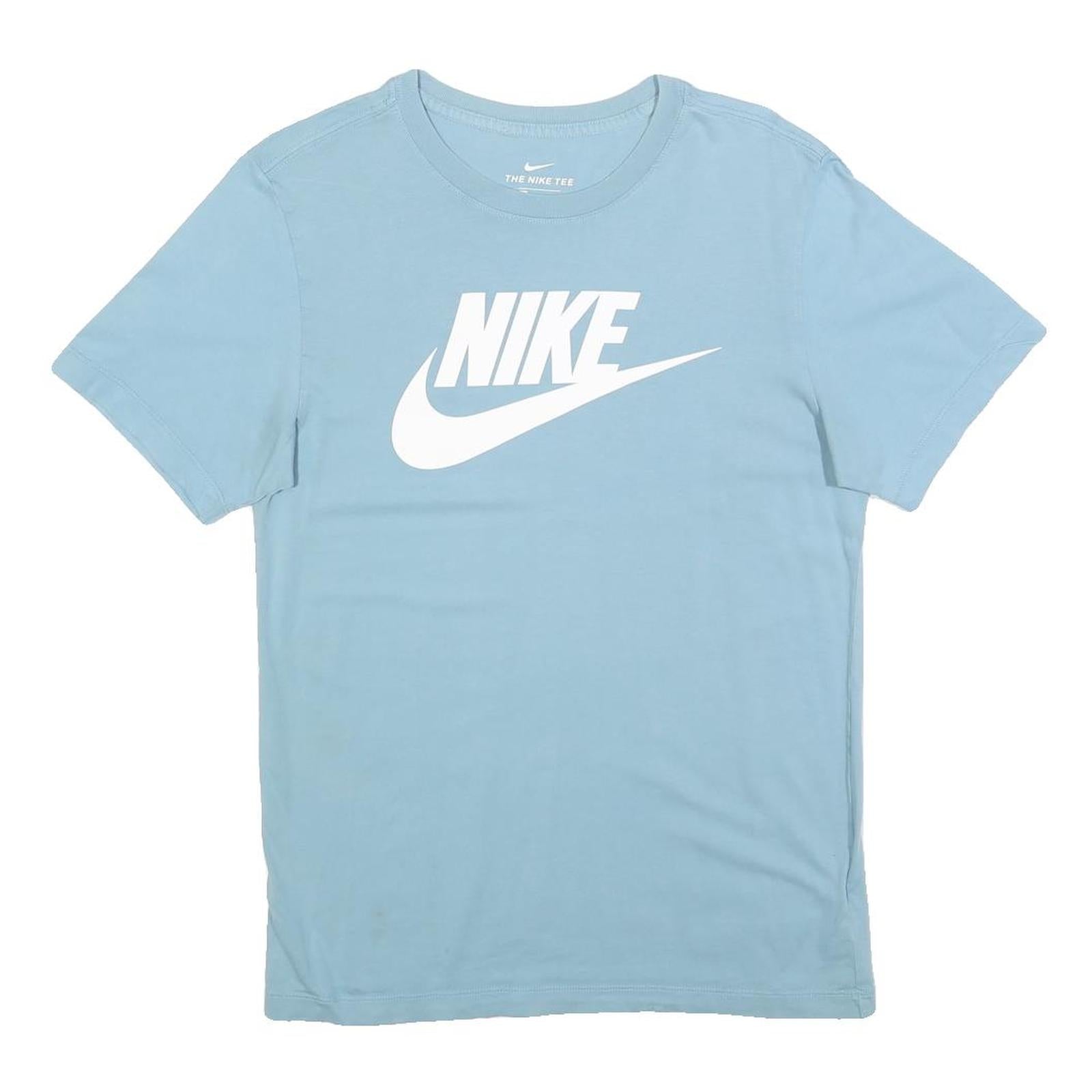 NIKE Mens Blue Slogan T-Shirt S Short Sleeve Crew Neck Cotton Blend Casual
