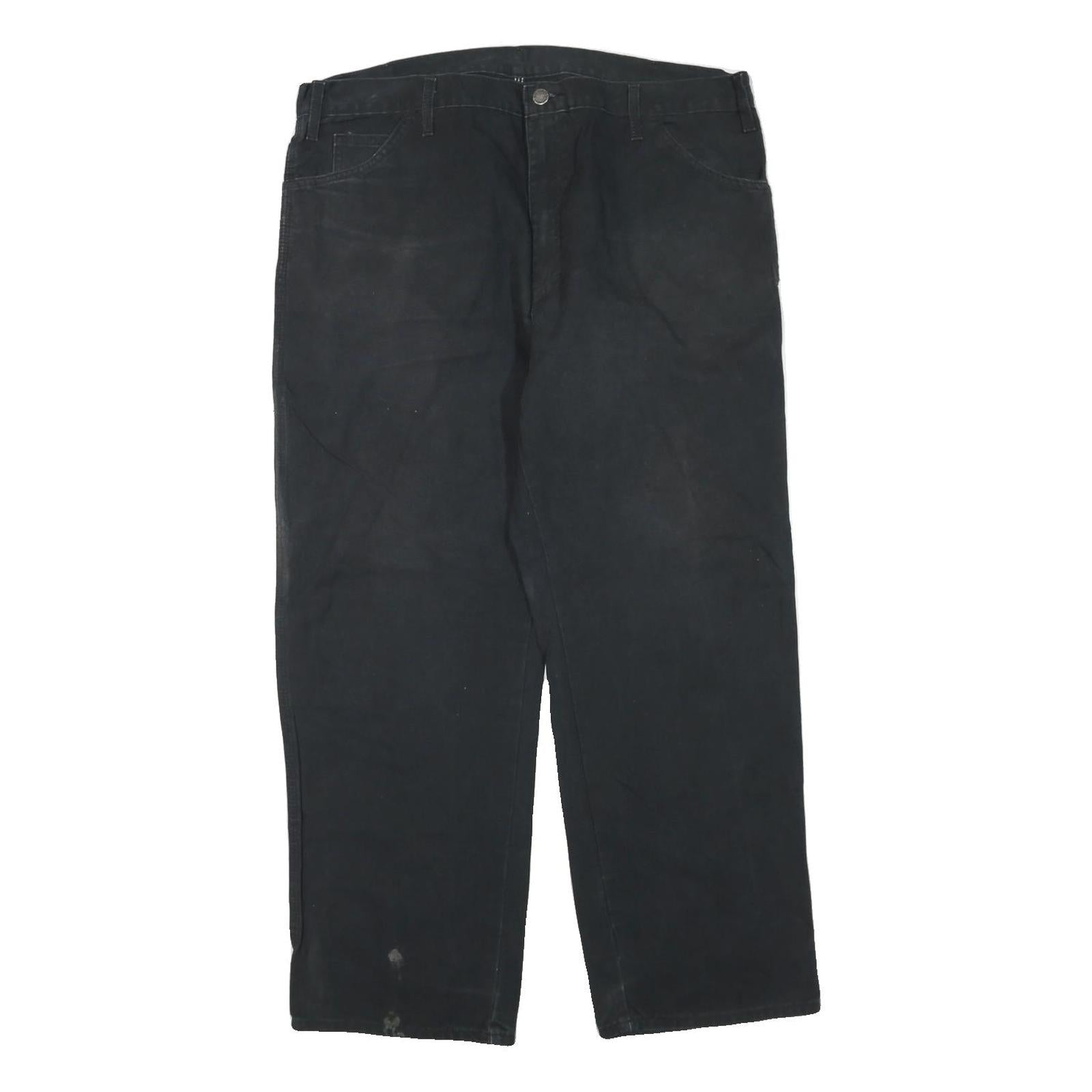 DICKIES Mens Regular Fit Black Denim Jeans W40 L30 Workwear Zip Closure