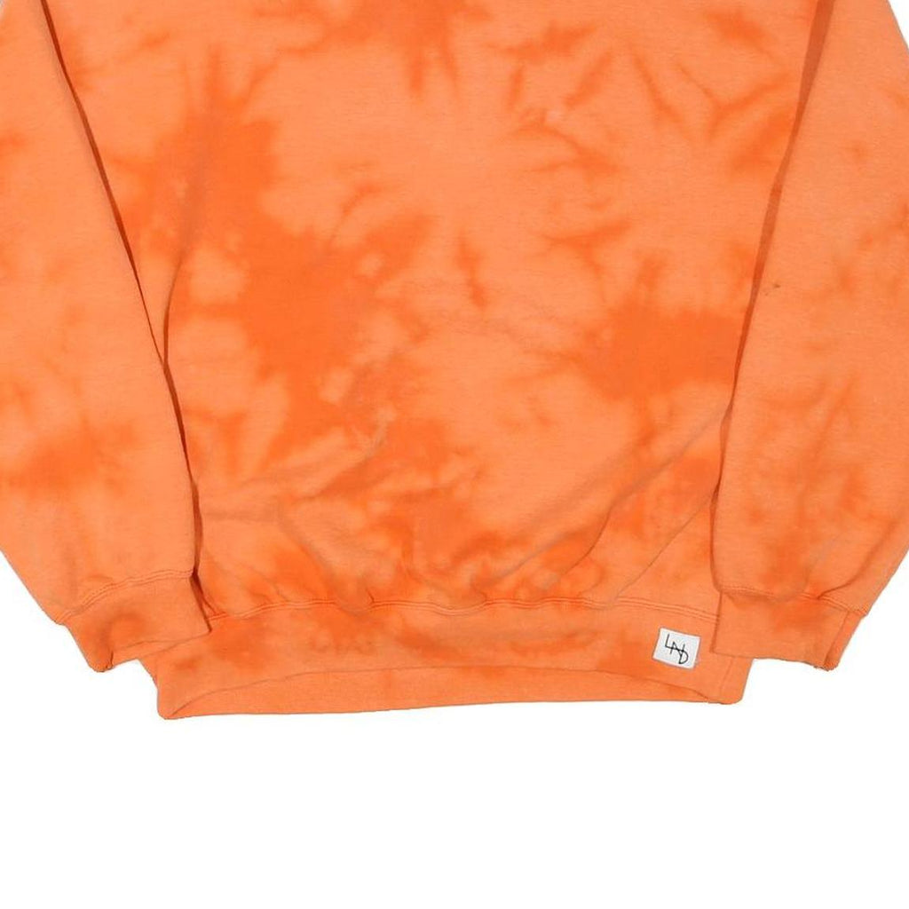 GILDAN Mens Orange Tie Dye Crew Neck M Cotton Blend Casual Sweatshirt