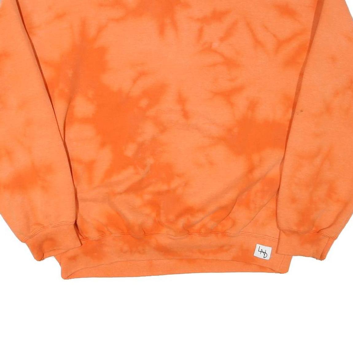 GILDAN Mens Orange Tie Dye Crew Neck M Cotton Blend Casual Sweatshirt