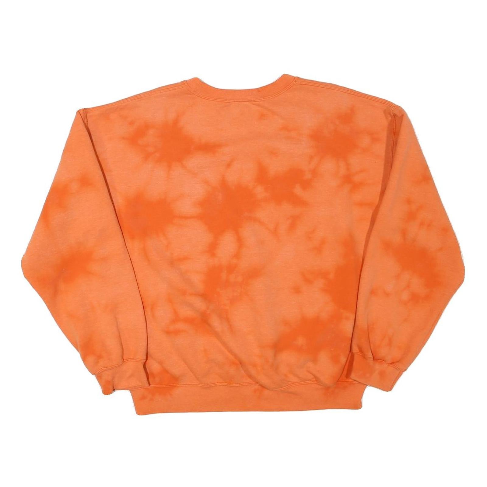 GILDAN Mens Orange Tie Dye Crew Neck M Cotton Blend Casual Sweatshirt