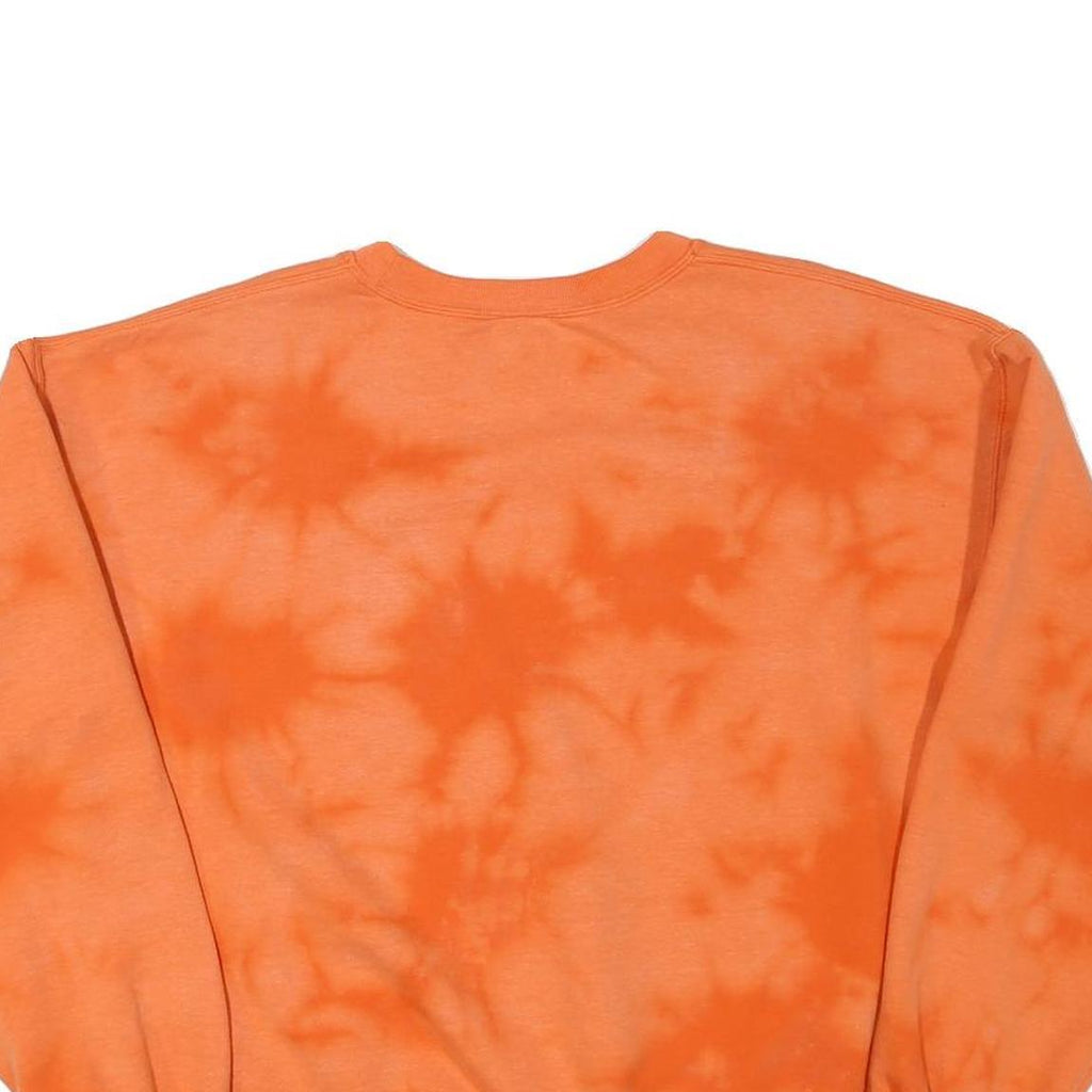 GILDAN Mens Orange Tie Dye Crew Neck M Cotton Blend Casual Sweatshirt