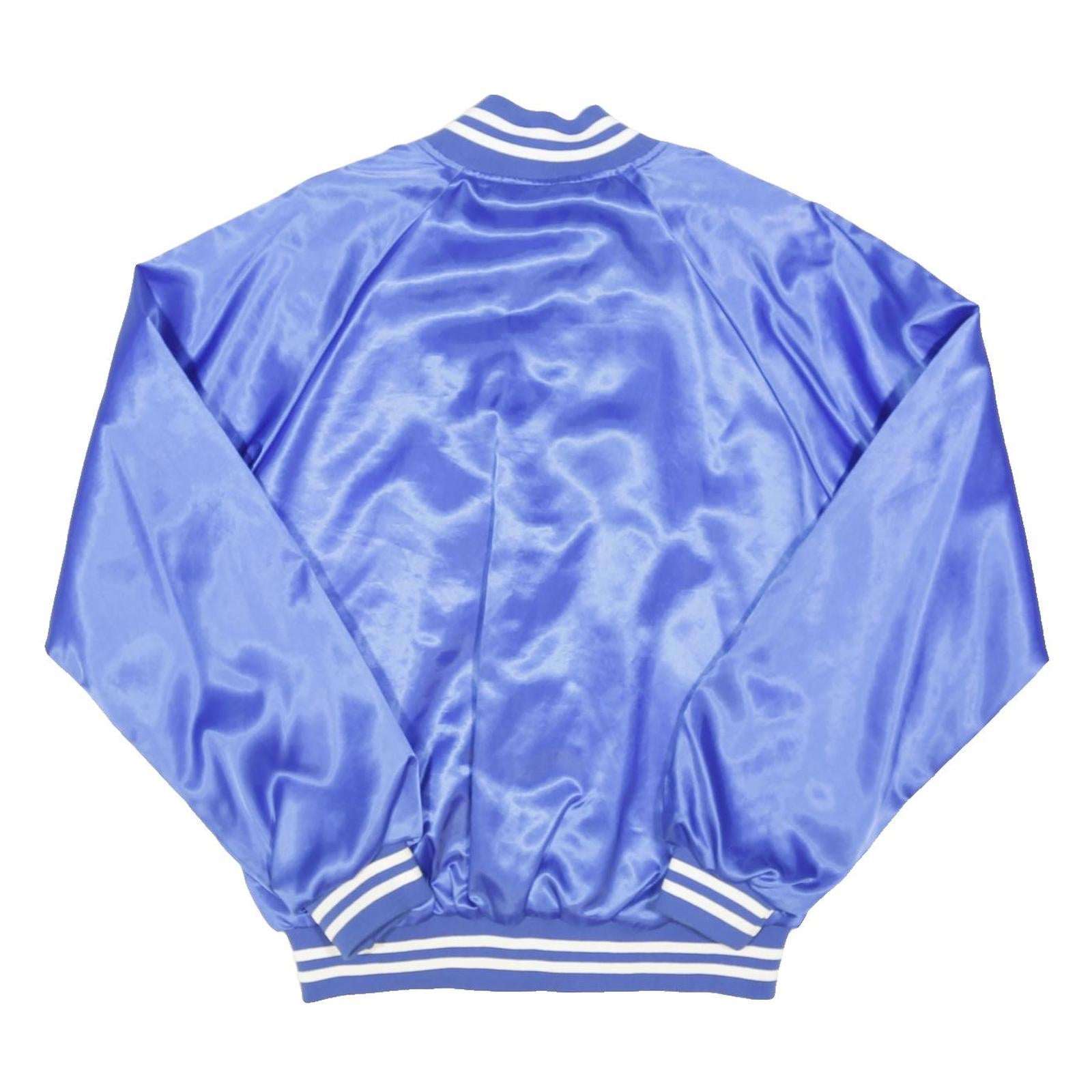 HARTWELL Mens Blue Nylon Button Jacket M Satin Fabric Varsity Style