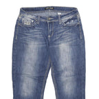 ZCO JEANS Womens Relaxed Blue Denim Stone Wash W30 L24 Embroidered Pocket Jeans