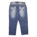 ZCO JEANS Womens Relaxed Blue Denim Stone Wash W30 L24 Embroidered Pocket Jeans