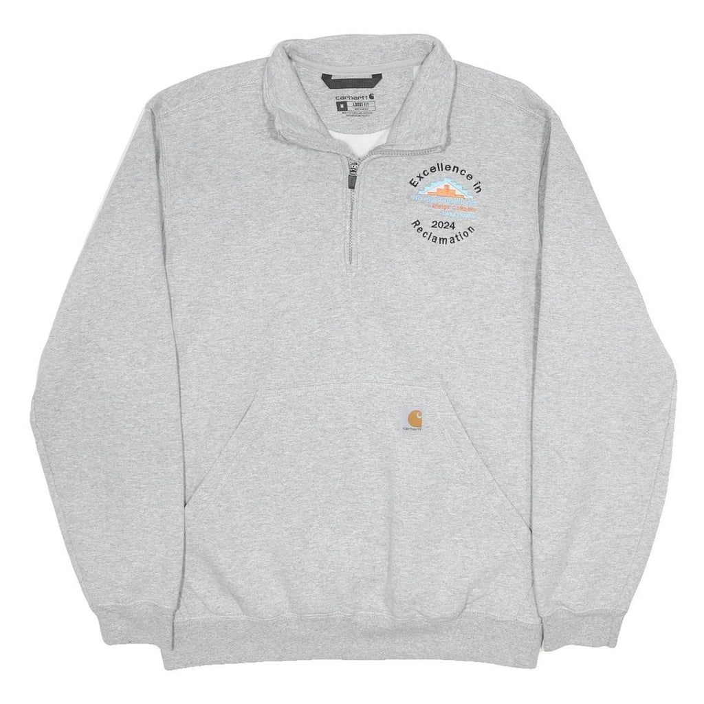 CARHARTT Mens Grey Quarter Zip M Sweatshirt Cotton Blend Pullover