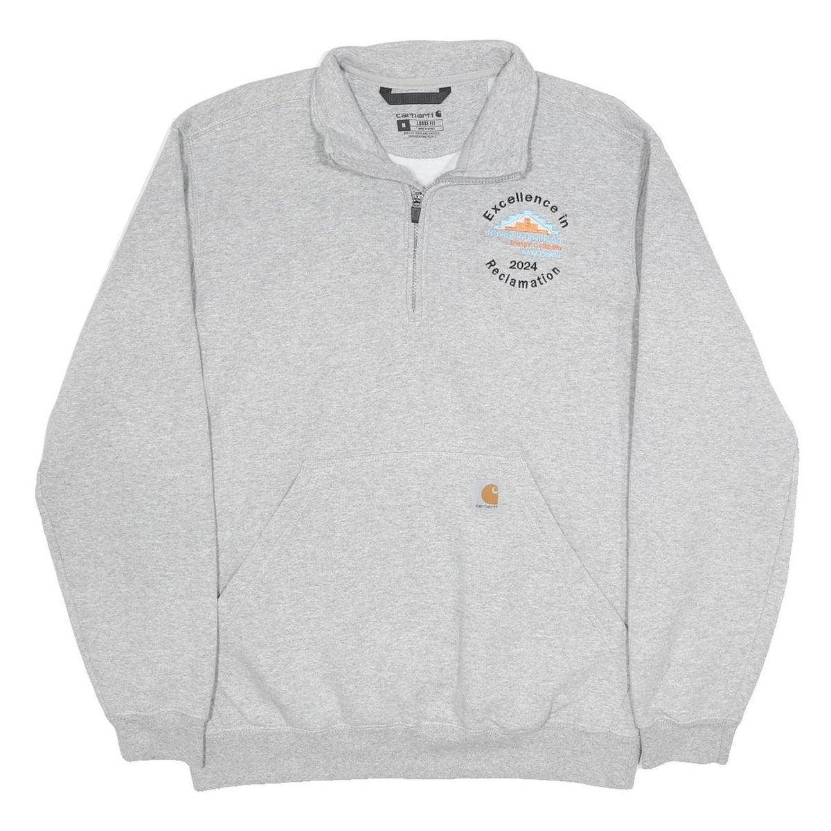 CARHARTT Mens Grey Quarter Zip M Sweatshirt Cotton Blend Pullover