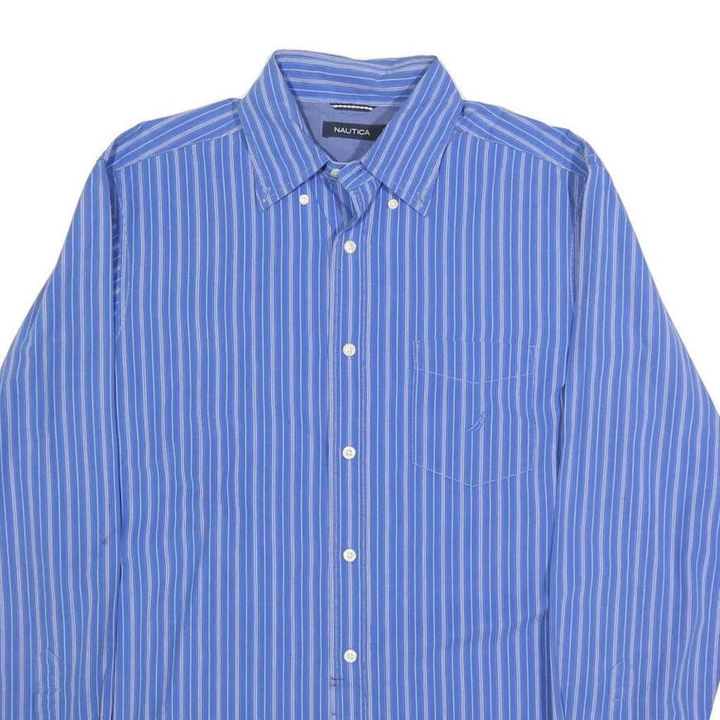 NAUTICA Mens Blue Striped Shirt M Button Down Collar Cotton Casual