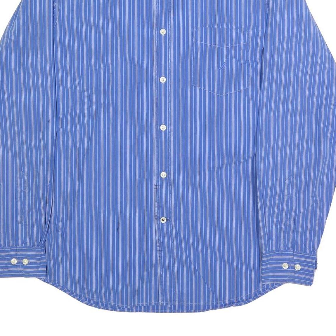 NAUTICA Mens Blue Striped Shirt M Button Down Collar Cotton Casual