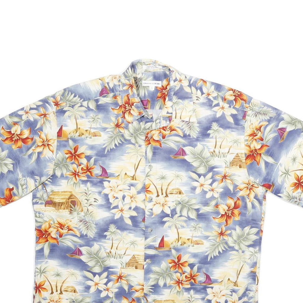 CLAUDIE PIERLOT Mens Blue Orange Floral Cotton Short Sleeve Shirt L Casual