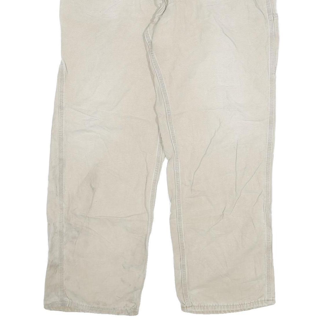 CARHARTT Mens Regular Fit Beige Cotton Blend Zip Trousers W38 L32 Workwear